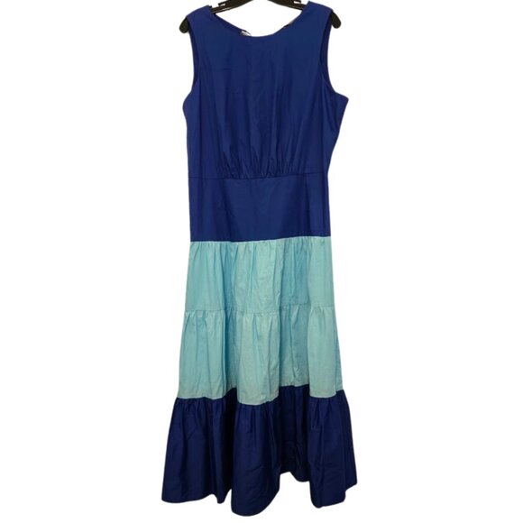 Melonie blue tiered cotton sundress open back Size 16 - Picture 1 of 7